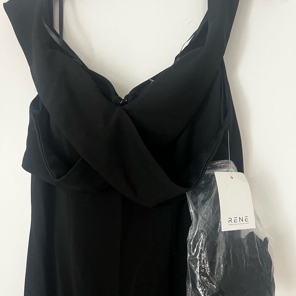 Rene Ruiz Black Draped Wedding Gown